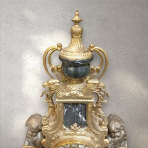 【高級】イタリア製 置時計 アンティーク 大理石 天使 真鍮