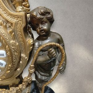 【高級】イタリア製 置時計 アンティーク 大理石 天使 真鍮