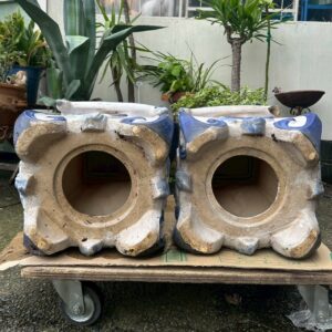 【2個セット】ガーデンスツール 花台 フラワースタンド 陶器製