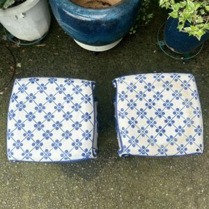 【2個セット】ガーデンスツール 花台 フラワースタンド 陶器製