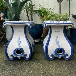 【2個セット】ガーデンスツール 花台 フラワースタンド 陶器製