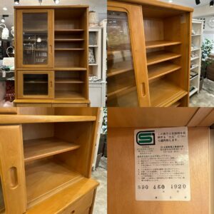 カリモク家具 食器棚 カットガラス 幅89㎝