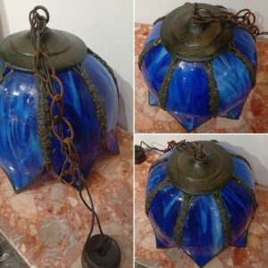 チューリップ 青 ステンドグラス ペンダントライト