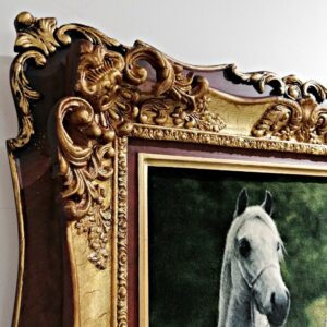 ペルシャ絨毯 額装 白馬 イラン タブリーズ