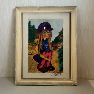 真作 フランス ヴィンテージ ビックアイアート 少女 1972年 ドミニク作