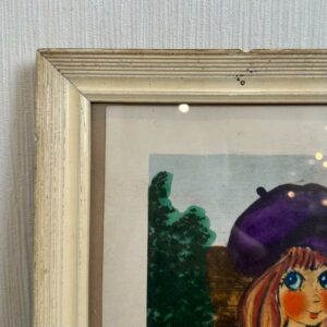 真作 フランス ヴィンテージ ビックアイアート 少女 1972年 ドミニク作