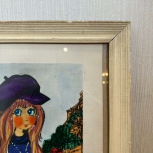 真作 フランス ヴィンテージ ビックアイアート 少女 1972年 ドミニク作