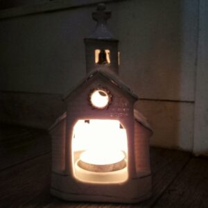 北欧ヴィンテージ　 陶器 キャンドルホルダー 2点　教会＆ツリー