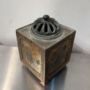 宝玉造　鋳銅　竹鳥紋　角香炉　銅製香合　香炉　香立て