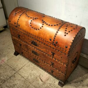 希少　60s　スペイン家具　ヴィンテージ　ドームトップ　レザー　チェスト