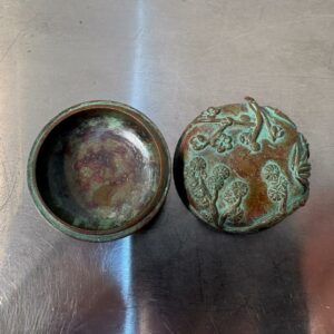 希少　須賀月芳作　銅製香合　香炉　香立て　三友文