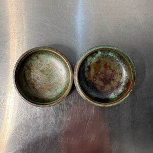 希少　須賀月芳作　銅製香合　香炉　香立て　三友文