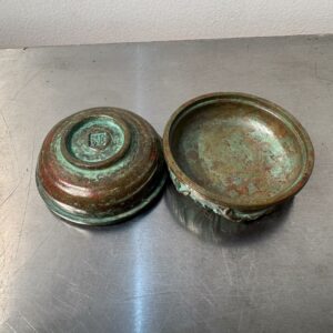 希少　須賀月芳作　銅製香合　香炉　香立て　三友文