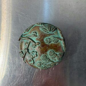 希少　須賀月芳作　銅製香合　香炉　香立て　三友文