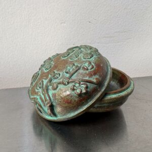 希少　須賀月芳作　銅製香合　香炉　香立て　三友文