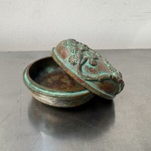 希少　須賀月芳作　銅製香合　香炉　香立て　三友文
