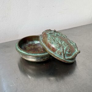 希少　須賀月芳作　銅製香合　香炉　香立て　三友文