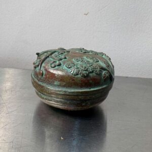 希少　須賀月芳作　銅製香合　香炉　香立て　三友文