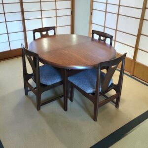 ロータイプ 伸長式ダイニングセット 4脚セット