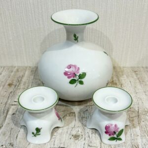 【3点】Augarten ウィンナーローズ フラワーベース キャンドルスタンド
