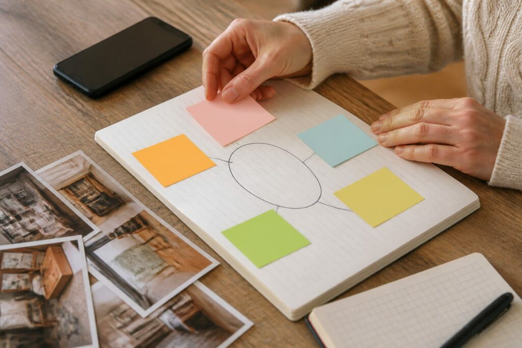 遺品整理が兄弟間で進まないときに役割分担表を作る様子