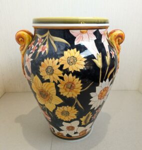 【イタリア製】 ハンドペイント フラワーベース 花瓶 陶器製