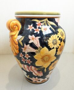 【イタリア製】 ハンドペイント フラワーベース 花瓶 陶器製