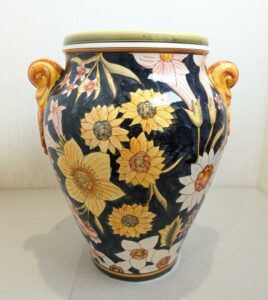 【イタリア製】 ハンドペイント フラワーベース 花瓶 陶器製