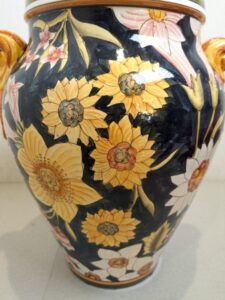 【イタリア製】 ハンドペイント フラワーベース 花瓶 陶器製