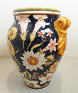 【イタリア製】 ハンドペイント フラワーベース 花瓶 陶器製