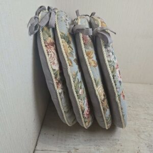 【4個セット】 新品 大判 バテイ クッション 青 紐付き